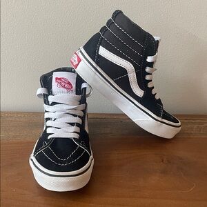 Vans Kids Black and White High-Top Skate Sneakers